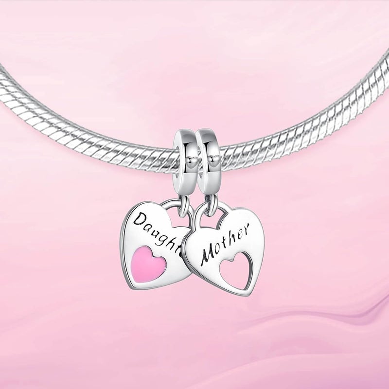 VALGACLS Mom Wife Daughter Love Heart Wedding Rings Charms 925 Sterling Silver Charms for Bracelets Necklace Valentine's Day Mother's Day Jewelry Charm for Women - Image 1